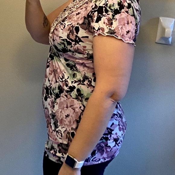 Maurices Purple & Pink Floral Shirt Large-SOLD - Picture 8 of 8